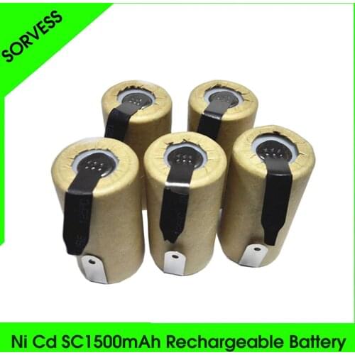 SORVESS 4/8PCS 1.2V Rechargeable Battery SC Batteries 1500mAh Ni-Cd Ni Cd 3 With Welding Tabs Points For Charging Drill Tools