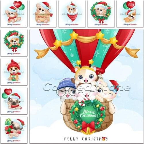 New Diamond painting Cartoon Animals Christmas cat bear dog 5D DIY Full Square Drill embroidery Cross stitch 3D Round mosaic 137
