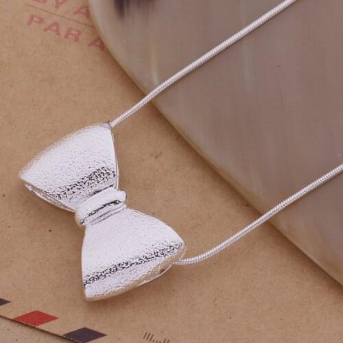 AN119 Hot sterling Necklace fashion jewelry pendant Bowknot shape /ggsaoxza algajcna silver color