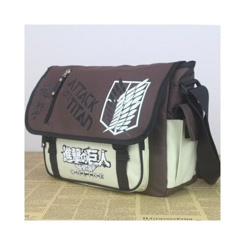 Attack on Titan Fashion Anime Canvas Shoulder Bags Soft Tote Messenger Handbag Casual Shopping Bag Lady Girls New