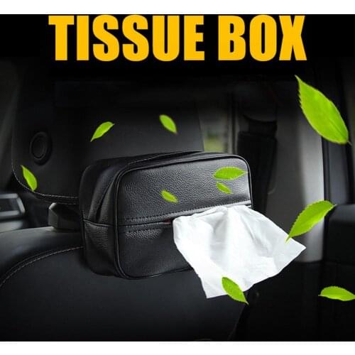 Car Tissue Box Faux Leather Holder Paper Case Auto Organizer Napkin Container