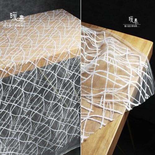 White Bronzing Tulle Fabric Irregular Lines Texture Small Diamond Sequins DIY Decor Skirt Gown Wedding Dress Designer Fabric
