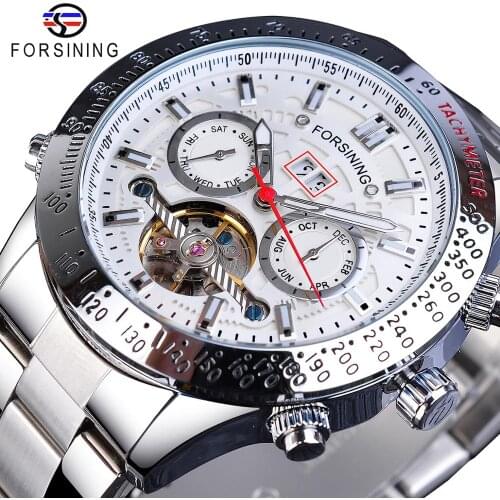 Forsining Fashion Mens Watches Mechanical Automatic Top Brand Luxury Business Date Week Waterproof Stainless Steel Man Watches