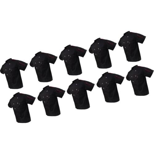 10 Pieces Black Short Sleeve Restaurant Chef Jacket Hotel Cook Chef Uniforms