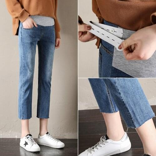 40-90KG Stretch Pants Maternity Jeans For Pregnant Women Clothes High Waist Nursing Pants Prop Belly Pregnancy Cropped Trousers