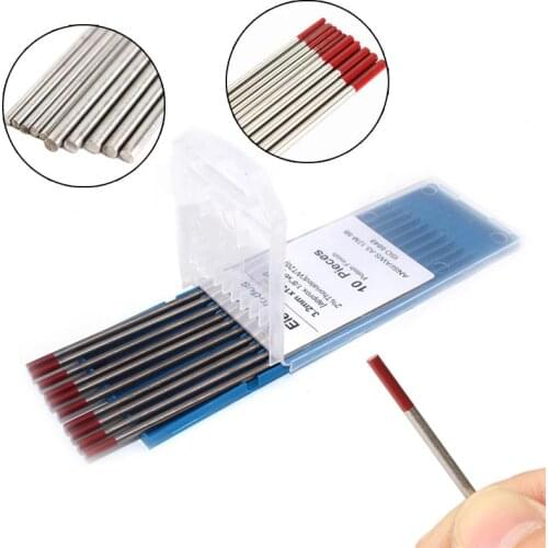 10Pcs WT20 TIG Welding Rod Thorium Tungsten Electrode Rods High Conductivity 1.0/1.6/2.0/2.4/3.0/3.2/4.0 Mm Dia