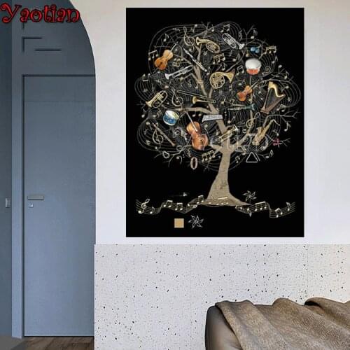 Photo Custom diy diamond embroidery Music Tree diamond painting full square round drill diamond mosaic Violin saxophone clarinet