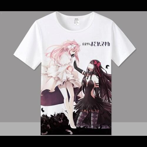 Puella Magi Madoka Magica Cosplay T Shirt Kaname Madoka Tomoe Mami Print T-Shirt Cartoon Top Tee tshirt Casual Costume