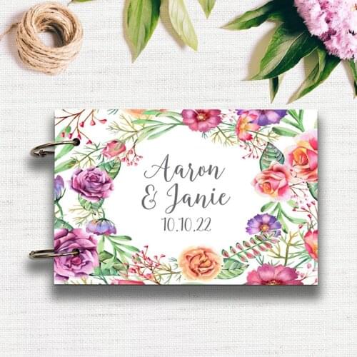 Personalized Wedding Album Wedding Guest Book Alternative Gold Wedding Guestbook Burgundy Floral Wedding Photo Sign in