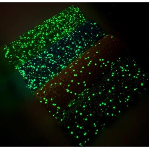 Light Colors Glow in the Dark Chunky Glitter Faux Leather Luminous Fabric Sheet/Roll for Shoes/Hair Bow/DIY Accessories/Crafts