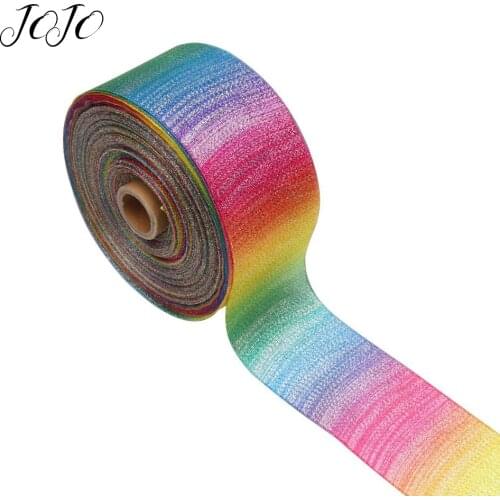JOJO BOWS 75mm 2y Rainbow Gradient Organza Ribbon For Needlework DIY Hair Bows For Gift Wrapping Party Decoration Apparel Sewing