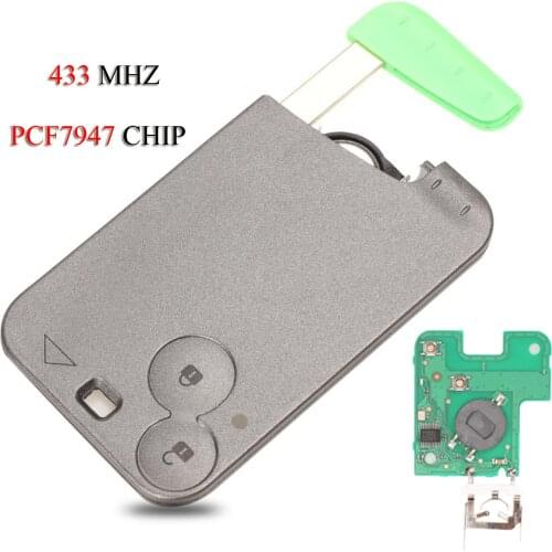 Kutery Smart Car Key For Renault Laguna Espace 2001-2006 2Buttons 433Mhz PCF7947Chip Remote Smart Card Fob Car Styling