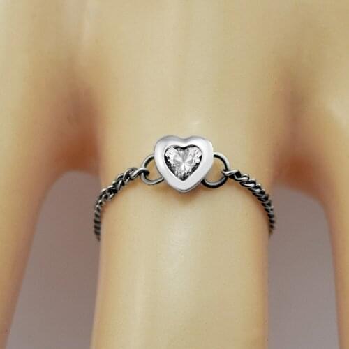 Spirited Heart Rings with Clear CZ 100% Authentic 925 Sterling-Silver-Jewelry Free Shipping