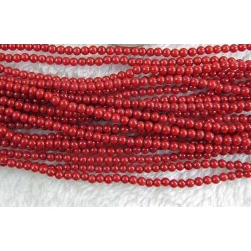 Red coral round beads for making jewelry necklace 14inch FPPJ wholesale