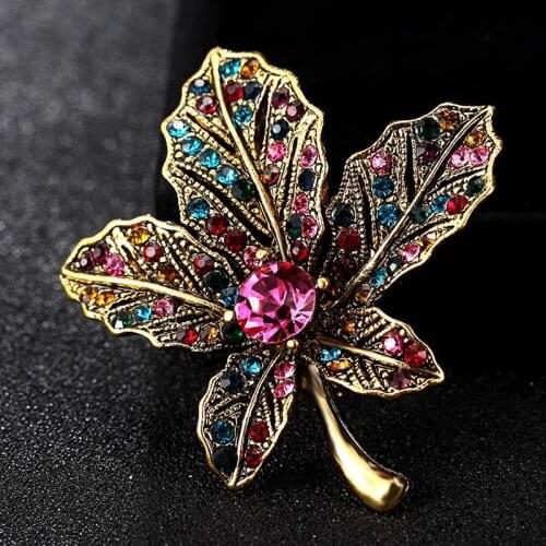 Small Leafs Brooch For Women Party Gifts Shiny Vintage Corsage Pins Fashion Wedding Hijab Accessories Vintage Brooch Pin