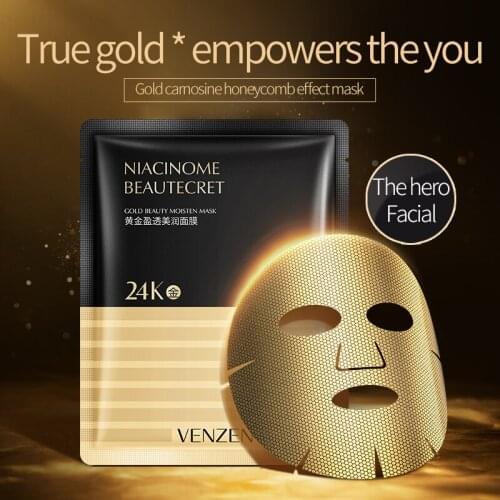 VENZEN Facial Mask 10pcs Beauty Collagen Sleeping Skincare Customise Moisturizing Sheet Gold Facial Mask