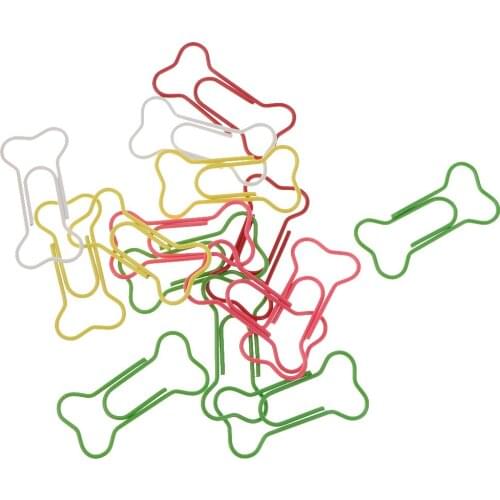 50 Piece Colorful Bone Shape Metal Bookmark Scrapbook Photo Album File Document Paper Clips Office School Stationery