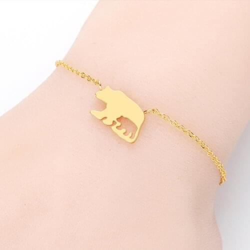 Minimalism Mom Baby Bear Bracelet For Women Dainty Gifts BFF Jewelry Friendship Stainless Steel Rose Gold Animal Bracelet Femme