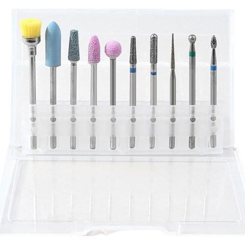 10Pcs/Set Nail Drill Bits High Strength Alloy Tungsten Manicure Grinding Heads Kit Manicure Machine Nail File Accessories