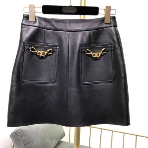 Skirt New imported sheepskin versatile slim soft and comfortable leather skirt