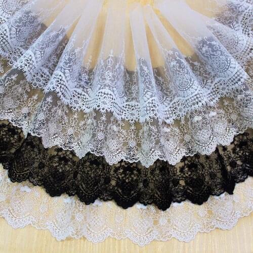 1Y New Embroidered Cotton Lace Trim Sewing Garment Accessories Beige Lace Fabric 18CM Wide