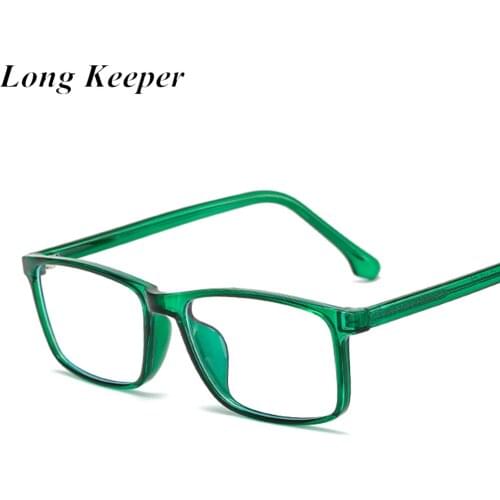 LongKeeper Anti Blue Light Glasses Women Men Vintage Square Optical Eyeglasses Frame Female Green Computer Clear Lens Eyewear