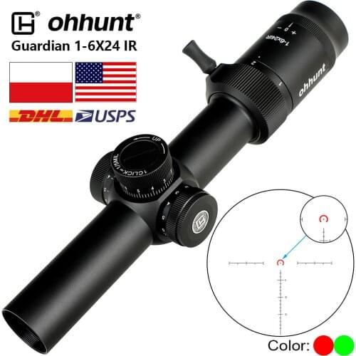 Ohhunt Guardian 1-6x24 IR Hunting Optical Compact Sights Glass Etched Reticle Red Illuminate Tactical Shooting Riflescope