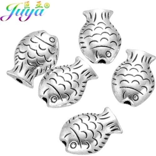 Wholesale Metal Beads Tibetan Silver Color Turkish Fish Charm Beads Accessories For Natural Stones Beadwork Jewelry Making