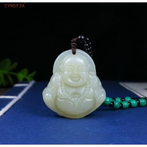 CYNSFJA Real Certified Natural Hetian Jade Nephrite Charm Amulets Buddha Jade Pendant High Quality Hand Carved Wonderful Gifts