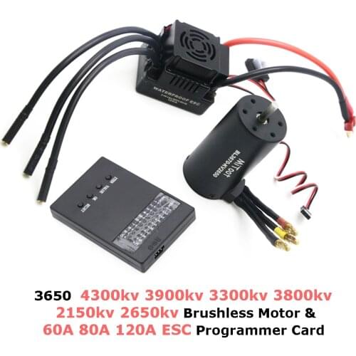 Waterproof 3650 4300kv 3900kv 3300kv 3800kv 2150kv 2650kv Brushless Motor 60A 80A 120A ESC Programmer Combo for 1/8 1/10 RC Car