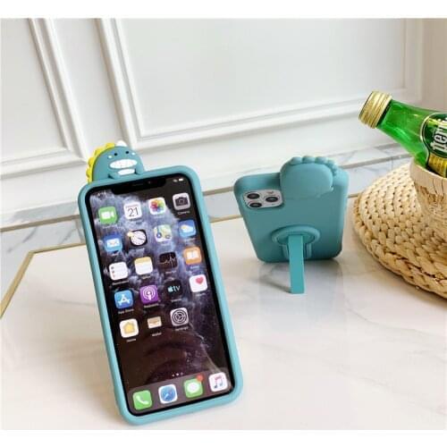 Cute 3D Cartoon dinosaur silicone case For Huawei Mate 40 30 P40 P30 P20 Nova 8 7 6 5i 4 3 SE pro plus lite Fun scaling bracket