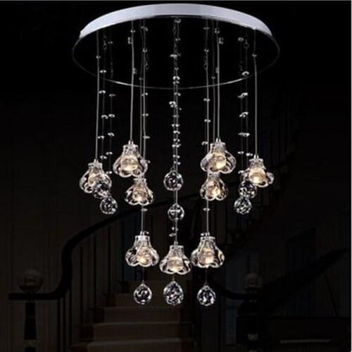 LED Crystal Lights & Lighting Restaurant Lights & Lounges Dining Room Shade Duplex Stairs Creative Simple Simple Postmodern