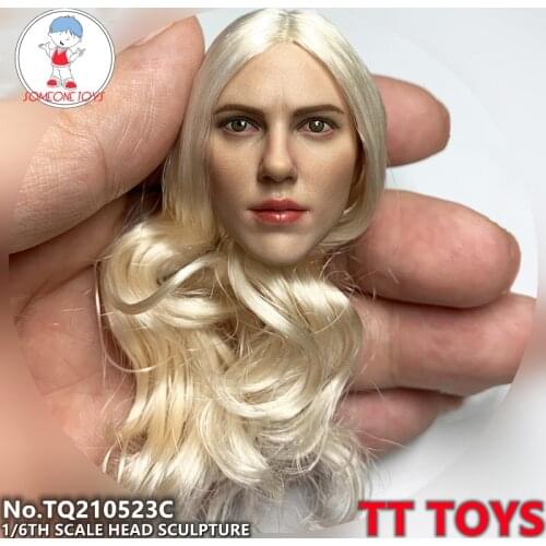 TQ210523 Presale 1/6 Beautiful movie role Black widow Blonde curly long Hair Female Head Sculpt Fit 12" PH TBLeague Figure Body