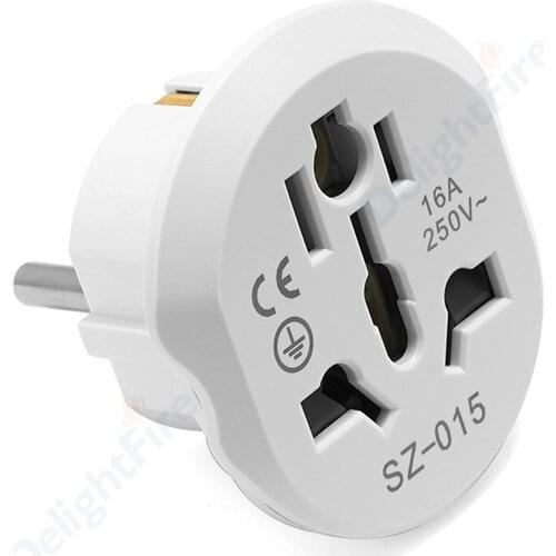 EU Plug Adapter Universal 16A EU Converter 2 Round Pin Socket AU UK CN US To EU Wall Socket AC 250V Travel Adapter High Quality