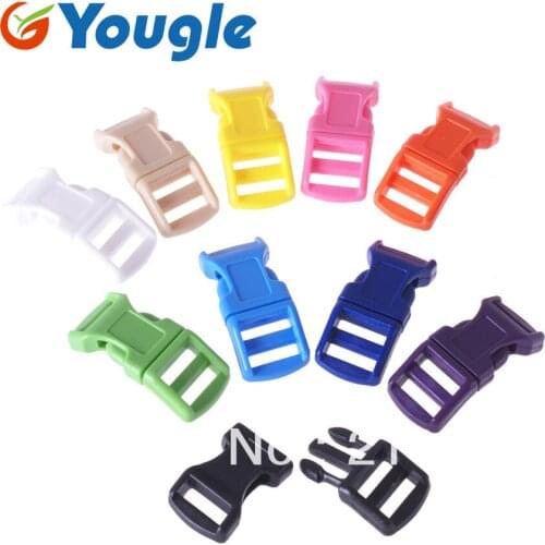 YOUGLE 100 Pcs/Lot 1/2" Buckle Colorful Curved Side Release Plastic Buckle for Paracord Bracelet 11 Colors