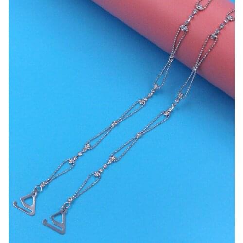 Women Ellipse Adjustable Bead Chain Crystal Shoulder Strap Beautiful Back Off Collar Anti Slip Simple Bra Underwear Accessories