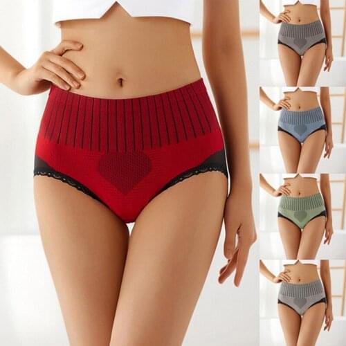 WomenS Solid Honeycomb Warm Uterus Underwear WomenS High Waist Buttock Lift Abdominal Pants Waist Shaping Cotton Briefs