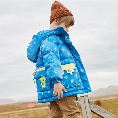 Boys Winter Clothes 90% Down Coat Print Hoodies Fashion Casual Thicken Warm Kids Jackets 8 10 years
