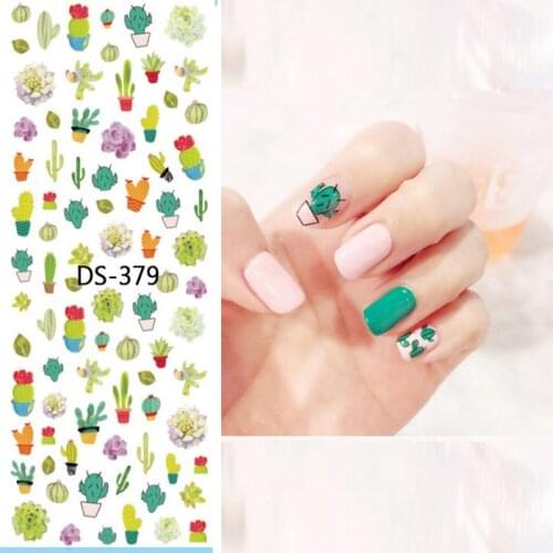1 Pc Colorful Cactus Animals Stripe Spot Watermark Large Sheet Decal Sticker DS-374-382 Japan Manicure Nail Sticker