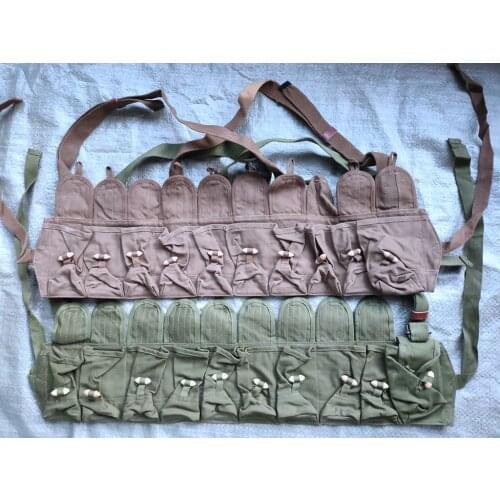 2 PCS ORIGINA collect SURPLUS MILITARY COLLECTIBLES CHINESE ARMY TYPE 56 AMMO POUCH SKS CHEST RIG CANVAS POUCH