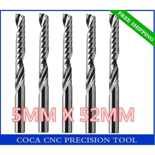 5mm*52mm,10pcs,CNC computer machine woodworking insert router bits,solid carbide cutter,1 flutes milling cutters,MDF,acrylic