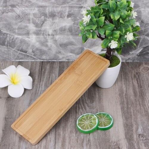 Bamboo Wood Saucer Rectangle Shape Plant Tray Mini Plant Flower Pot Stand Favor Simple Elegant Design Home Balcony Decor