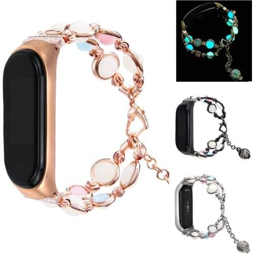Bracelet for Xiaomi Mi Band 4 Natural Jewellery Wristband Luminous Elastic Woman Strap Perfume Storage Pendant Girls Women Band