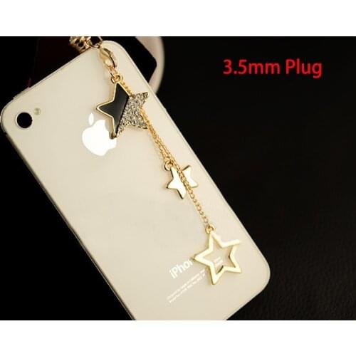 Star Pendant Chain Dustproof Plug Caps Cell Phone Accessories 3.5mm Earphone Anti Dust Plug Dachshund For Iphone Samsung