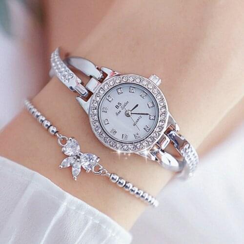 Luxury Ladies Crystal Watch Women Dress Watch Fashion Gold Quartz Watches Female Stainless Steel Wristwatches Women Jewelry