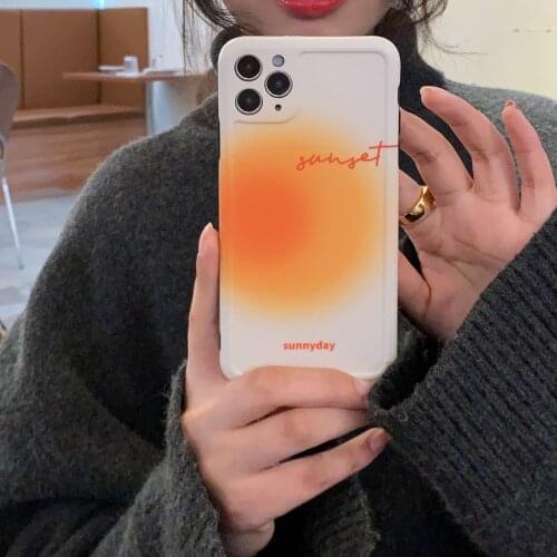 Tobebest Gradient Sunset Phone Cases for iphone 12 Pro Max 11 Pro Max X XS XR 7 8 Plus 12mini Case ins Popular Soft IMD Cover