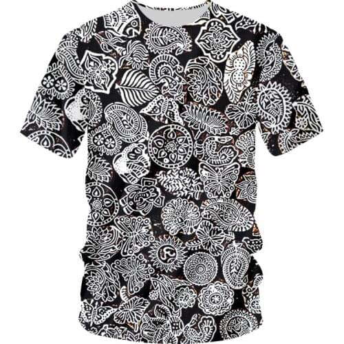 UJWI O-shirt Black And White Bougainvillea Beautiful Personality Sports T-shirt Casual Spring Summer Unisex Top Oversized Design