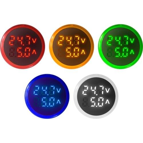 Mini Digital Voltmeter Ammeter 22mm AC 50-500V 0-100A Amp Voltage Current Meter Tester Dual LED Indicator Pilot Lamp Light w/ CT