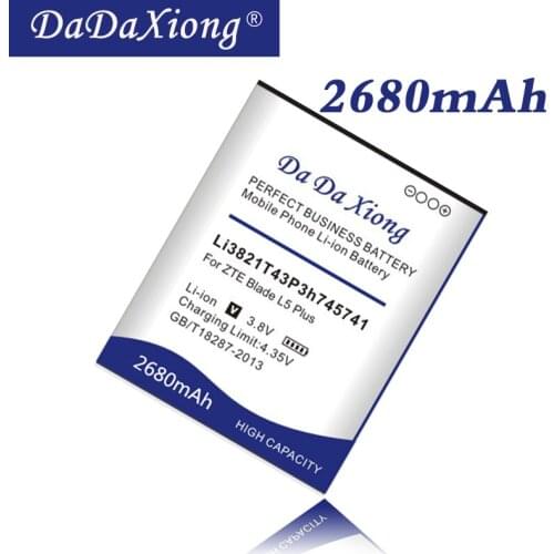 Da Da Xiong Original Battery for ZTE Blade L5 Plus Mobile Phone Batteries 2680mAh High Quality Replace Rechargeable Accumulator