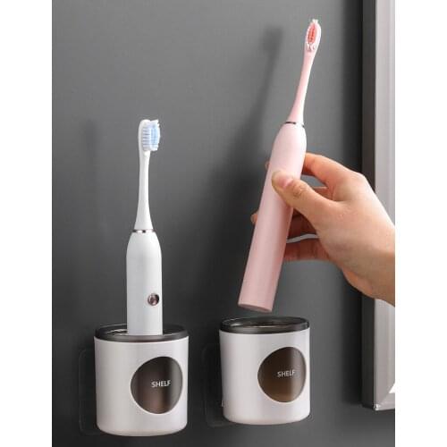 Electric Wall Mount Toothbrush Holder Creative Fashion Traceless Electric Bracket Toothbrush Body Base Stander Save Space